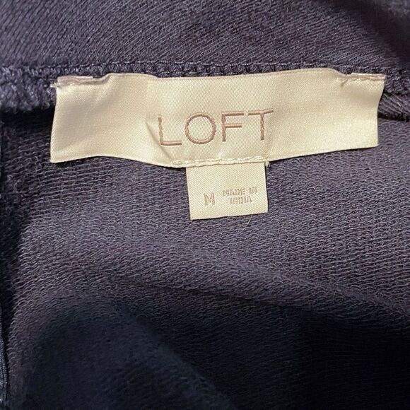 LOFT Navy Blue Embroidered Floral Bell Sleeve Knee Length Dress Size Medium - Picture 5 of 7